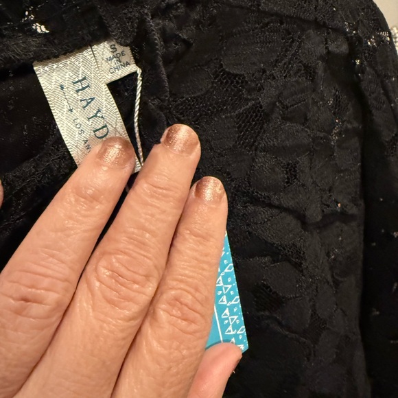 Black Ruffled Long Sleeve Blouse with Mandarin Collar - Picture 9 of 9